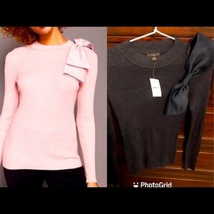 NWT Ann Taylor Ribbed Shimmer Bow Sweater